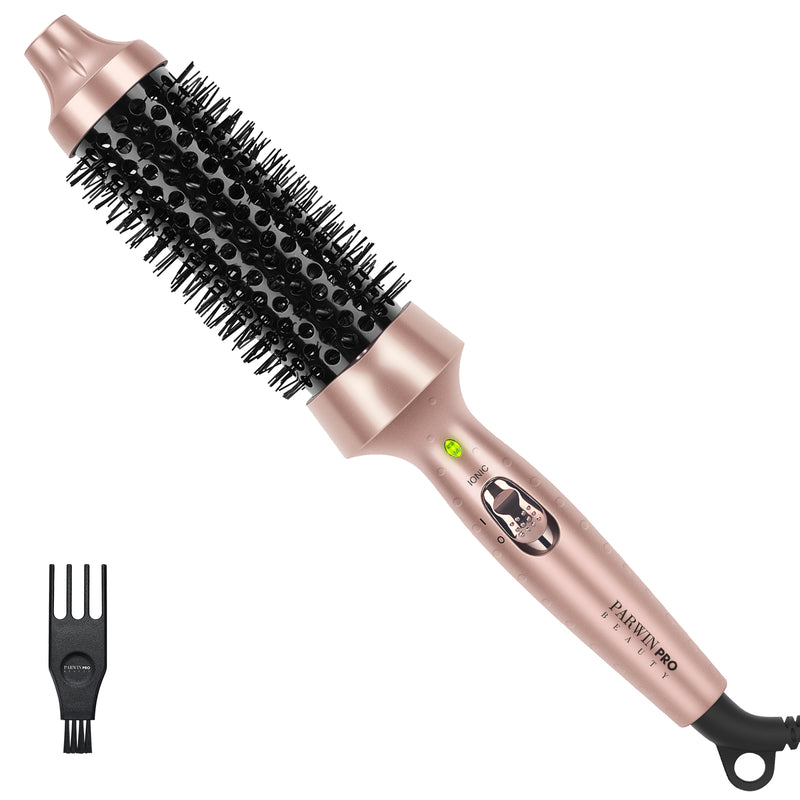 PARWIN PRO BEAUTY Thermal Brush Lockenbürste 35mm mit Heizung Keramik Turmalin Glätteisen Lockenstab wärmebürste Double Spannung Stylingbürsten für Reise Geschenke für Frauen