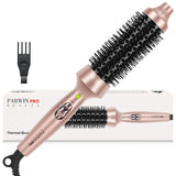 PARWIN PRO BEAUTY Thermal Brush Lockenbürste 35mm mit Heizung Keramik Turmalin Glätteisen Lockenstab wärmebürste Double Spannung Stylingbürsten für Reise Geschenke für Frauen