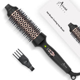 Aima Beauty Thermal Brush, 1.3"/35mm Volumizing Brush Makes Hair Silky Smooth, Ionic Hot Brush Create Smooth & Shiny Loose Curls, Fast Heating, Dual Voltage, 60Mins Auto Shut Down, Black