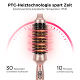 PARWIN PRO BEAUTY Thermal Brush Lockenbürste 35mm mit Heizung Keramik Turmalin Glätteisen Lockenstab wärmebürste Double Spannung Stylingbürsten für Reise Geschenke für Frauen