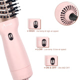 Aima Beauty Hair Dryer Brush Dual Voltage Travel Blow Dryer Brush Hot Air Brush with Oval Barrel 360°Airflow for Smooth,Negative Ionic Frizz-Free Drying/Straightening/Voluming