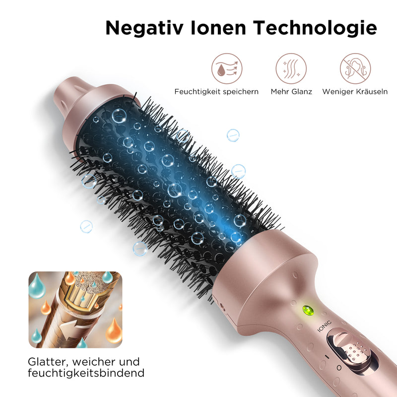 PARWIN PRO BEAUTY Thermal Brush Lockenbürste 35mm mit Heizung Keramik Turmalin Glätteisen Lockenstab wärmebürste Double Spannung Stylingbürsten für Reise Geschenke für Frauen