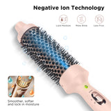 Aima Beauty Thermal Brush, 1.3"/35mm Volumizing Brush Makes Hair Silky Smooth, Ionic Hot Brush Create Smooth & Shiny Loose Curls, Fast Heating, Dual Voltage, 60Mins Auto Shut Down, Pink