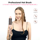 Aima Beauty Thermal Brush, 1.3"/35mm Volumizing Brush Makes Hair Silky Smooth, Ionic Hot Brush Create Smooth & Shiny Loose Curls, Fast Heating, Dual Voltage, 60Mins Auto Shut Down, Pink