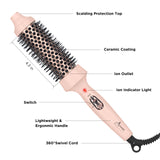 Aima Beauty Thermal Brush, 1.3"/35mm Volumizing Brush Makes Hair Silky Smooth, Ionic Hot Brush Create Smooth & Shiny Loose Curls, Fast Heating, Dual Voltage, 60Mins Auto Shut Down, Pink